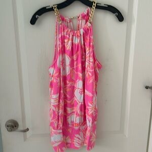 NWOT Lily Pulitzer halter top. Pink with flower pattern. Size M